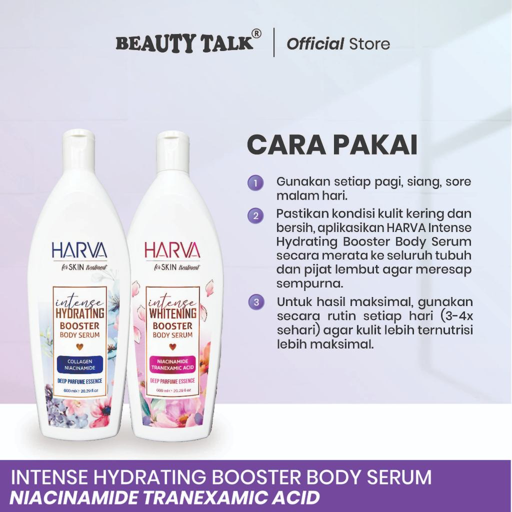 HARVA Intense Whitening Booster Body Serum 600ml | Mencerahkan,Meratakan kulit & Menutrisi Kulit - Image 4